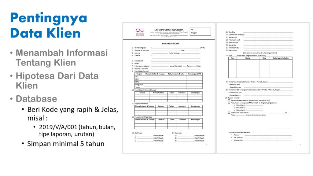 Pentingnya Data Klien & Contoh Lembar Riwayat Hidup