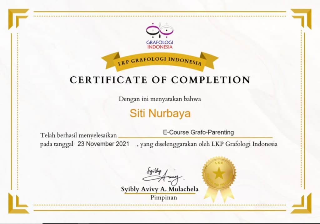 sertifikat e certificate grafo parenting