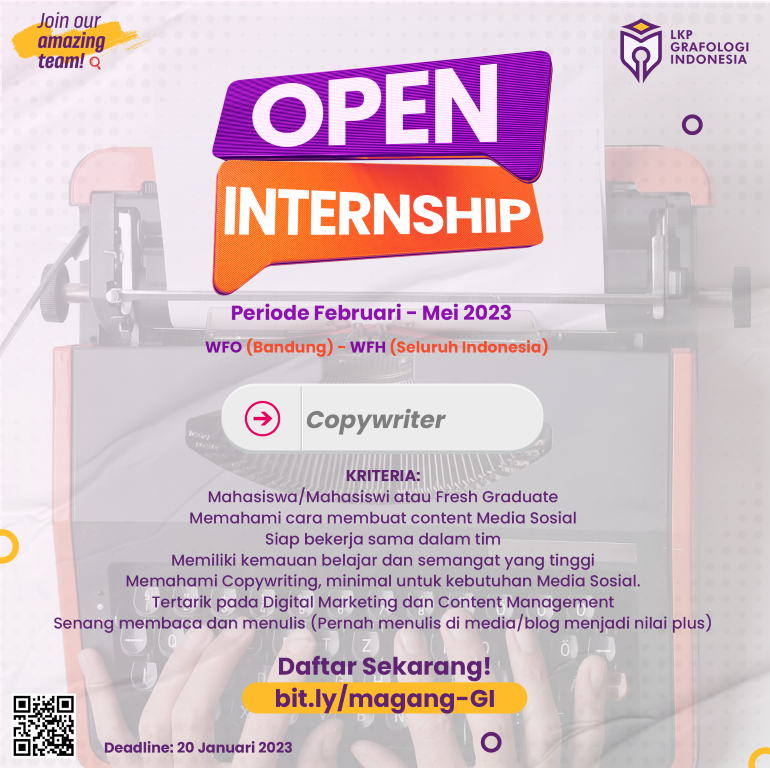 Loker Magang (Internship) - Copywriter LKP Grafologi Indonesia 2023