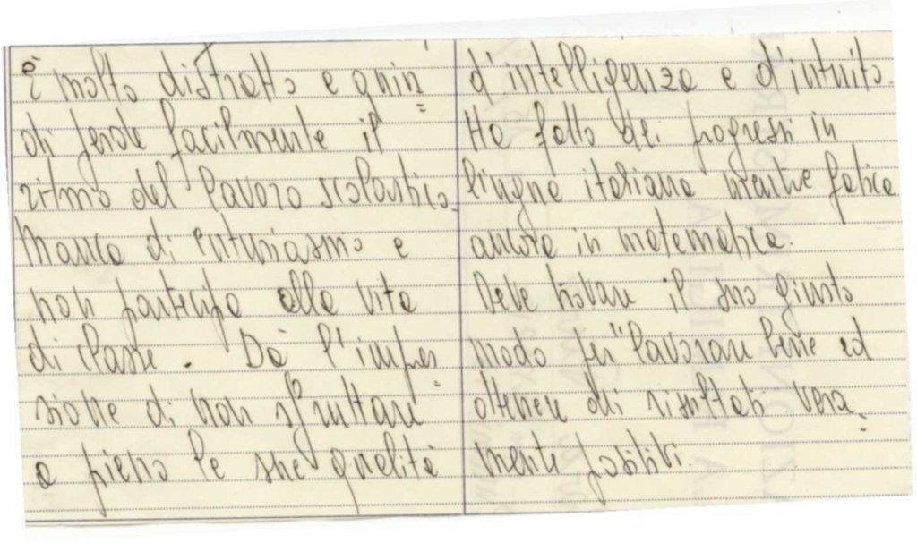 Left slant of handwriting