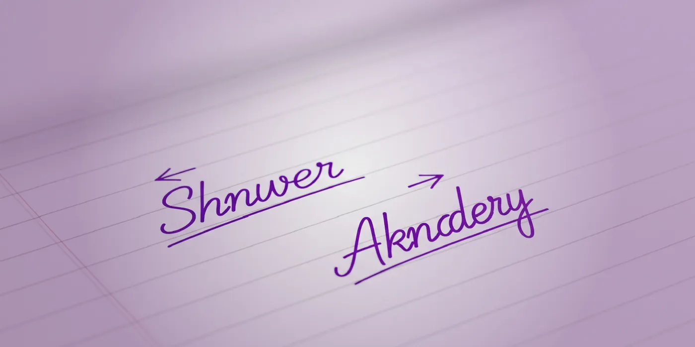 arah miring tulisan tangan